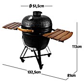 Kingstone Holzkohlegrill Kamado 51 (Durchmesser Grillfläche: 51,5 cm, Schwarz) | BAUHAUS