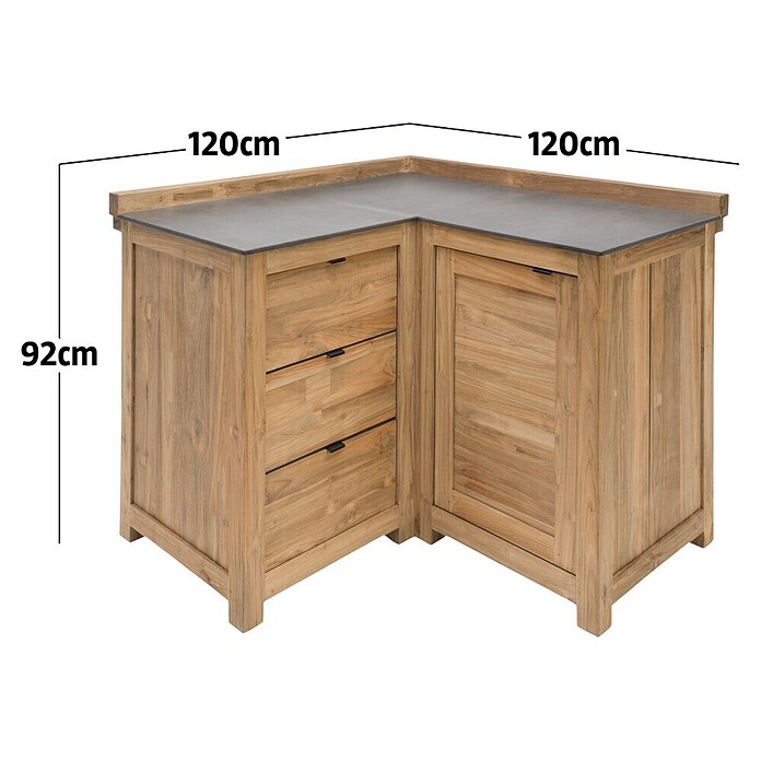 Sunfun Zoe Outdoorküchen-Modul Eckschrank (Braun, B x T x H: 120 x 120 x 92 cm, Teakholz) | BAUHAUS
