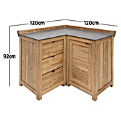 Sunfun Zoe Outdoorküchen-Modul Eckschrank (Braun, B x T x H: 120 x 120 x 92 cm, Teakholz) | BAUHAUS