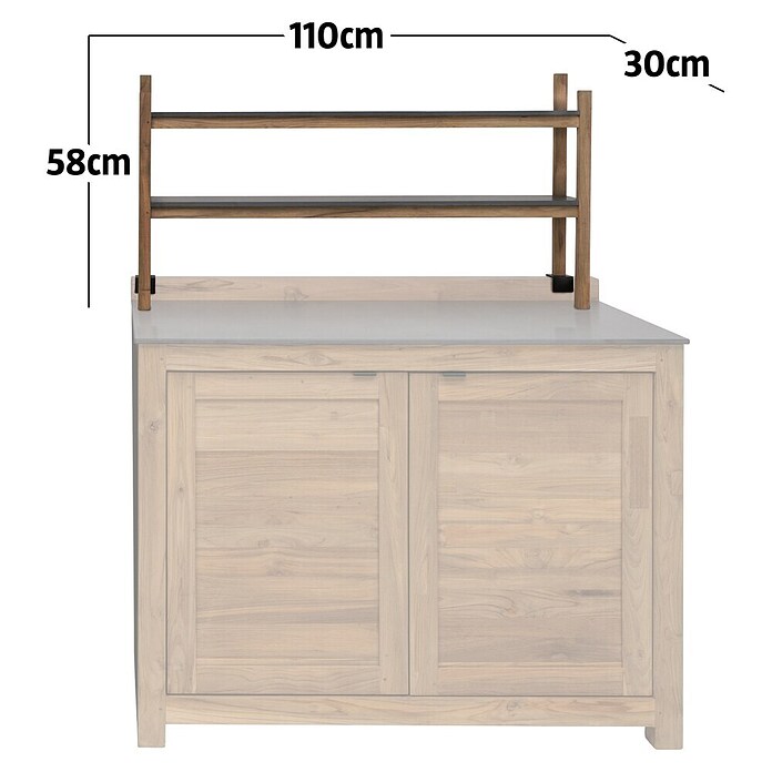 Sunfun Zoe Outdoorküchen-Modul Aufsatzregal (Braun, B x T x H: 110 x 30 x 58 cm, Holz) | BAUHAUS