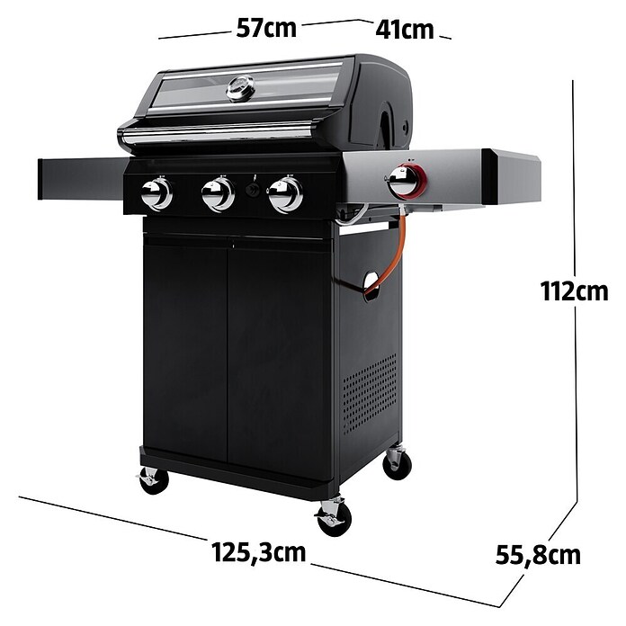 Grillstar Gasgrill Powerburner 350-1 (Grillfläche (B x T): 57 x 41 cm, 8,79 kW, Anzahl Brenner: 3) | BAUHAUS