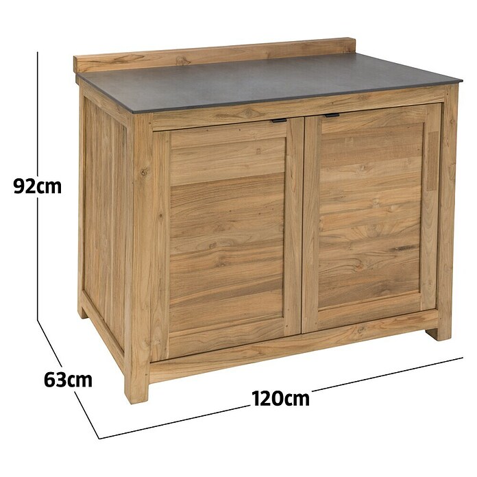 Sunfun Zoe Outdoorküchen-Modul Doppelschrank (Braun, B x T x H: 120 x 63 x 92 cm, Teakholz) | BAUHAUS