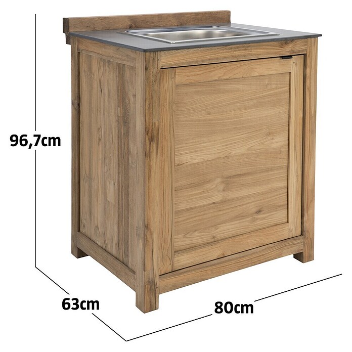 Sunfun Zoe Outdoorküchen-Modul Waschbecken (Braun, B x T x H: 80 x 63 x 96,7 cm, Teakholz) | BAUHAUS