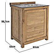 Sunfun Zoe Outdoorküchen-Modul Waschbecken (Braun, B x T x H: 80 x 63 x 96,7 cm, Teakholz) | BAUHAUS