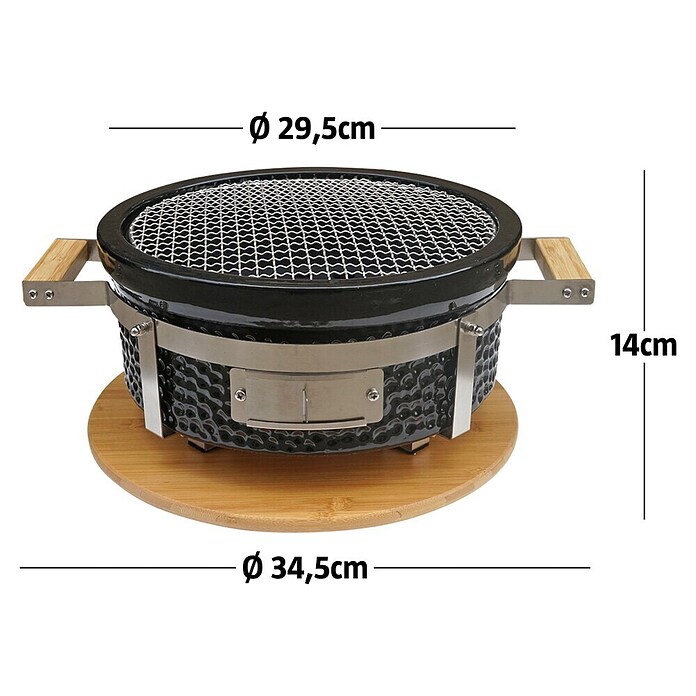 Kingstone Holzkohlegrill Kamado Tischgrill (Durchmesser Grillfläche: 29,5 cm, Schwarz) | BAUHAUS