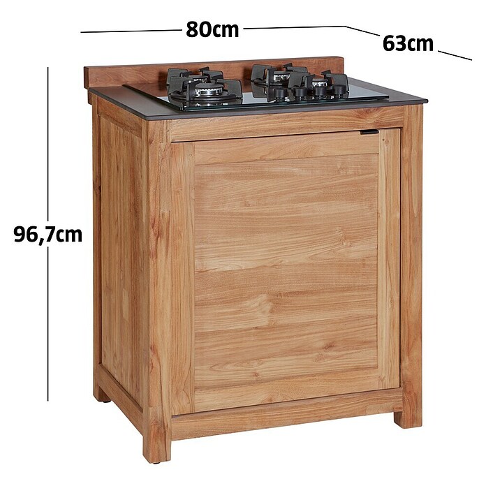 Sunfun Zoe Outdoorküchen-Modul Kochfeld (Braun, B x T x H: 80 x 63 x 96,7 cm, Teakholz) | BAUHAUS