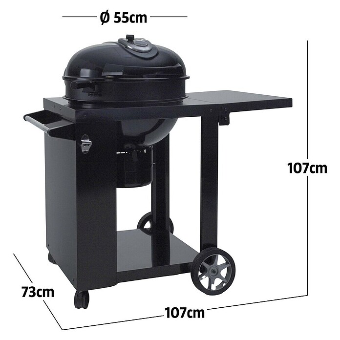 Kingstone Kugelgrill Sunset mit Grillwagen (Durchmesser Grillfläche: 55 cm, Schwarz) | BAUHAUS