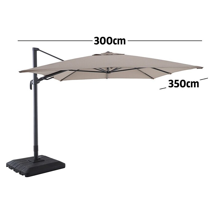 Sunfun Ampelschirm Capri (Greige, Bespannungsmaß (L x B): 300 x 350 cm) | BAUHAUS