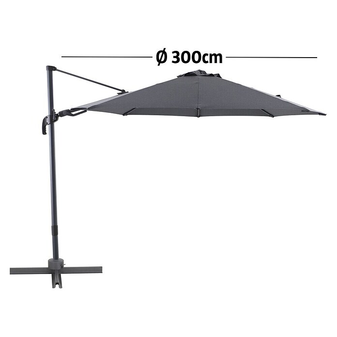 Sunfun Ampelschirm rund Capri (Anthrazit, Durchmesser Bespannung: 300 cm) | BAUHAUS