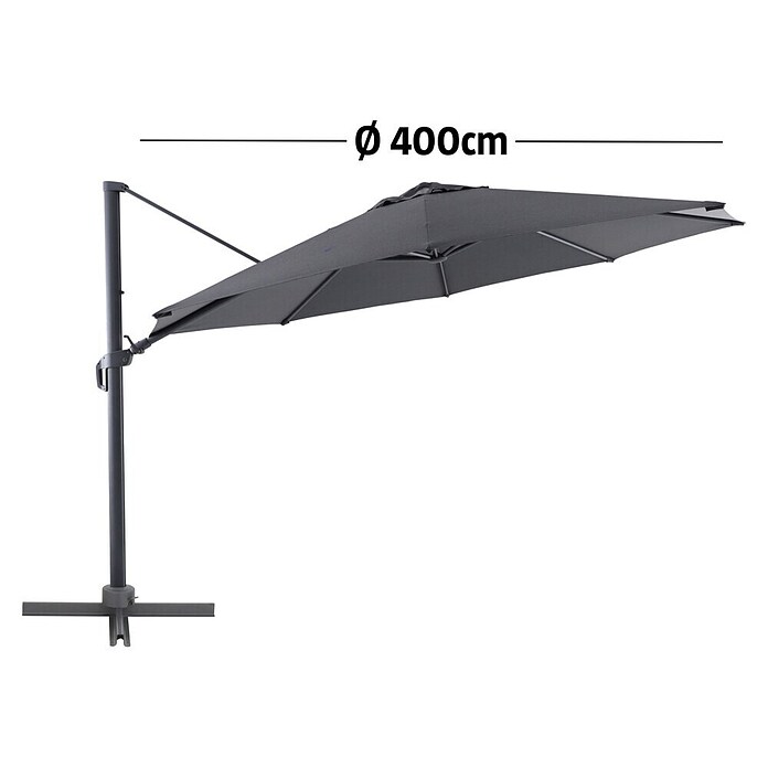 Sunfun Ampelschirm rund Capri (Anthrazit, Durchmesser Bespannung: 400 cm) | BAUHAUS