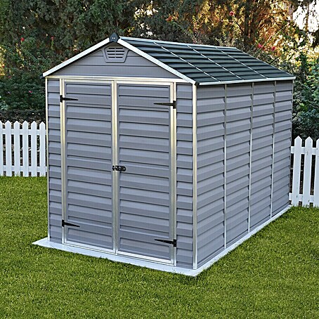 Palram – Canopia Gerätehaus Skylight 6x10 (Außenmaß inkl. Dachüberstand (B x T): 185 x 304 cm, Kunststoff, Anthrazit/Grau)