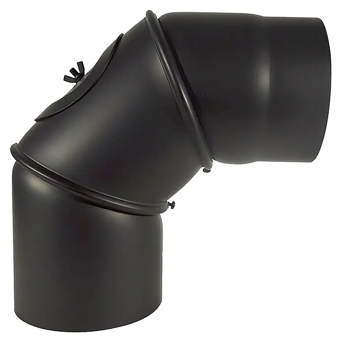 Firefix Ofenrohrbogen RR150/B - Durchmesser: 15 cm, 90 °, Schwarz - Mattschwarzer, verstellbarer Ofenrohrbogen mit Flügelmutter zur Abgasumlenkung.