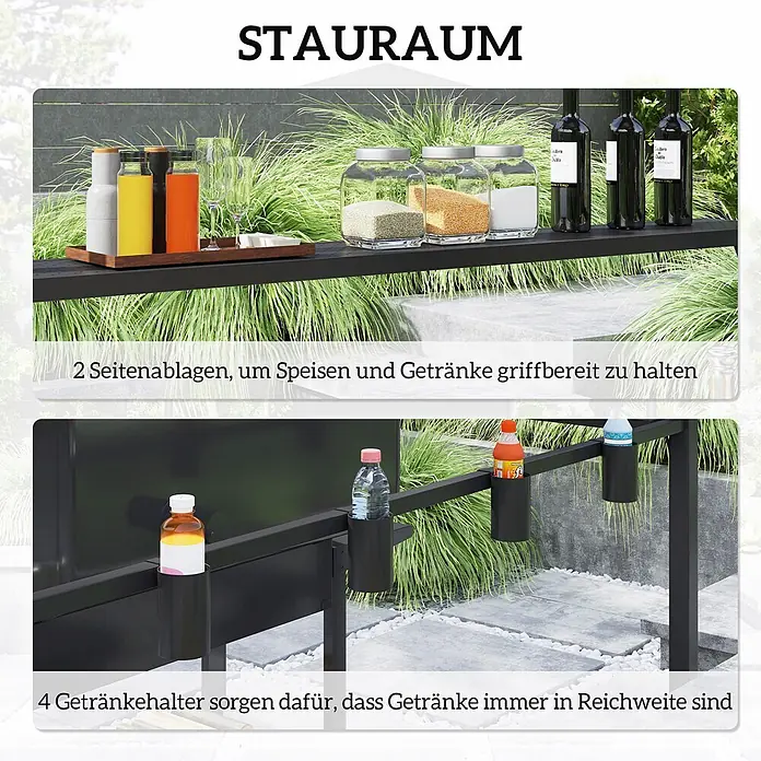 Outsunny Grillpavillon - Farbe Gestell: Schwarz, Metall