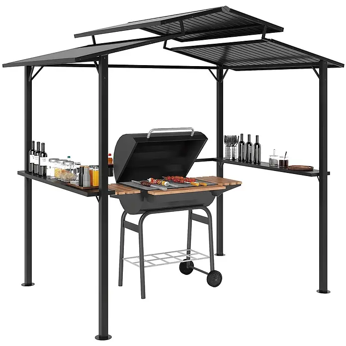 Outsunny Grillpavillon - Farbe Gestell: Schwarz, Metall