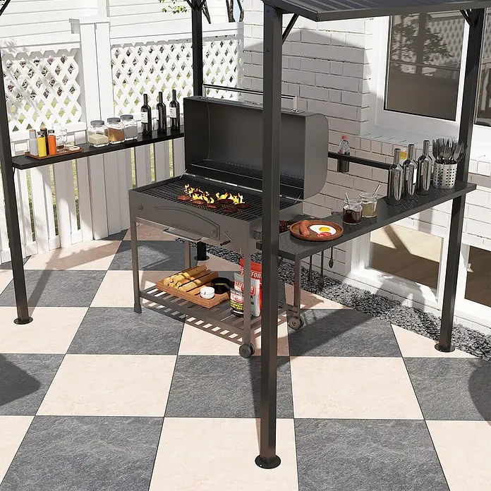 Outsunny Grillpavillon - Farbe Gestell: Schwarz, Metall