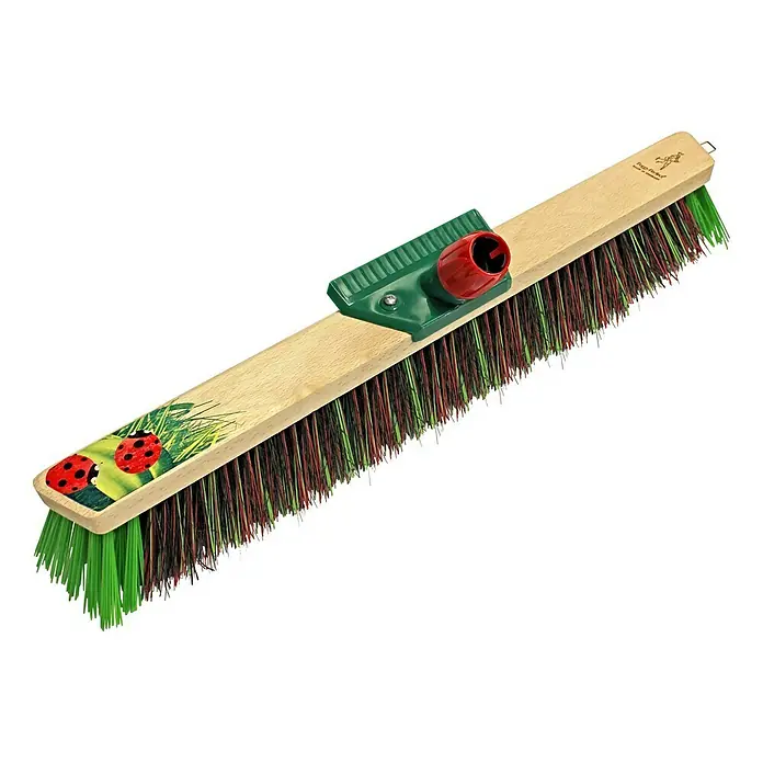 Peggy Perfect Gartenbesen - Breite Besen: 60 cm, Material Borsten: Super Mix - Die Straßenbürste mit dem Holzblock, den mehrfarbigen Borsten und dem grünen Anschlussstück ist ideal für den Außenbereich.