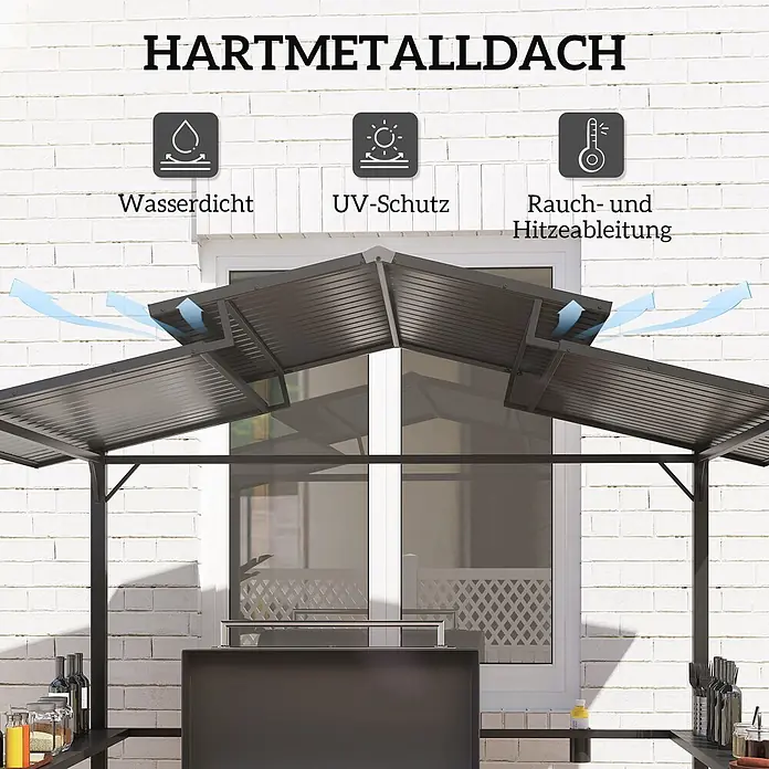 Outsunny Grillpavillon - Farbe Gestell: Schwarz, Metall