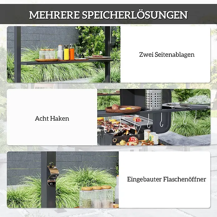 Outsunny Grillpavillon - Farbe Gestell: Schwarz, Metall
