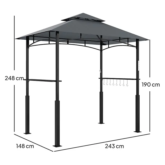 Outsunny Grillpavillon - Farbe Gestell: Schwarz, Metall