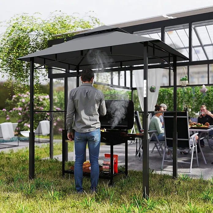 Outsunny Grillpavillon - Farbe Gestell: Schwarz, Metall