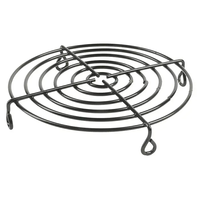 Air-Circle Schutzgitter - Passend für: Rohrradialventilator 125 - Schwarzes, rundes Lüftergitter mit konzentrischen Kreisen und zusätzlichen Streben für optimalen Schutz und Luftstrom.