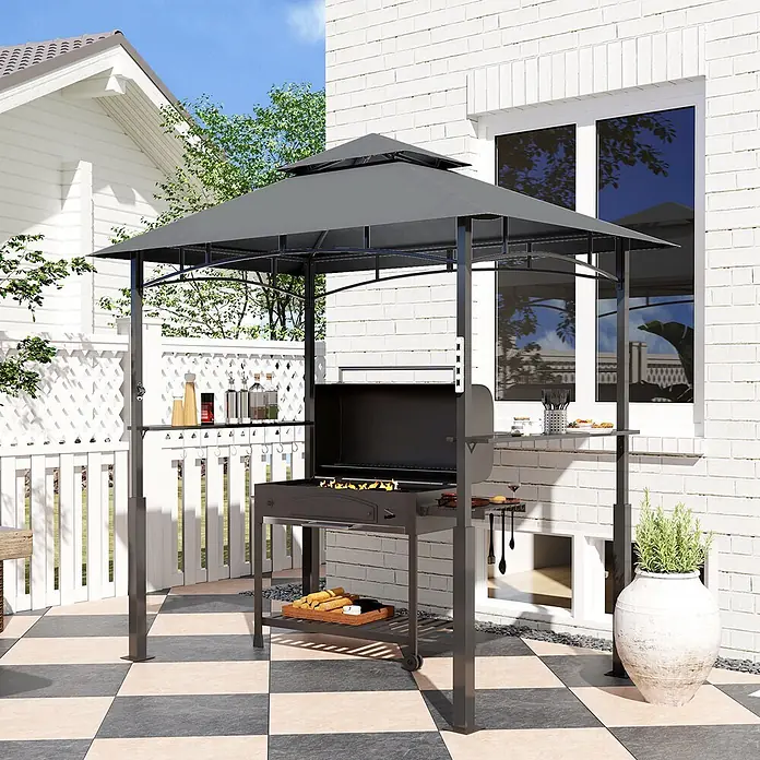 Outsunny Grillpavillon - Farbe Gestell: Schwarz, Metall