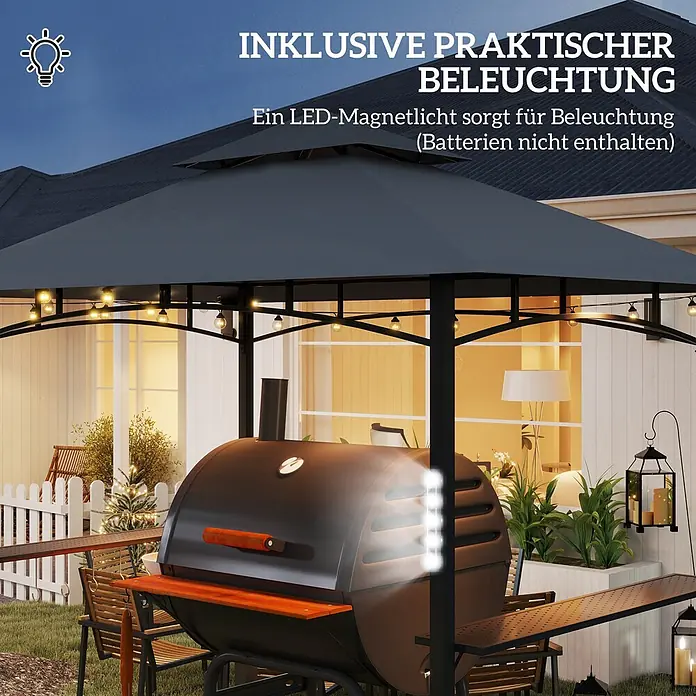 Outsunny Grillpavillon - Farbe Gestell: Schwarz, Metall