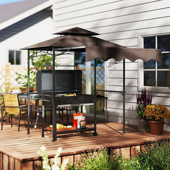 Outsunny Grillpavillon - Farbe Gestell: Schwarz, Metall