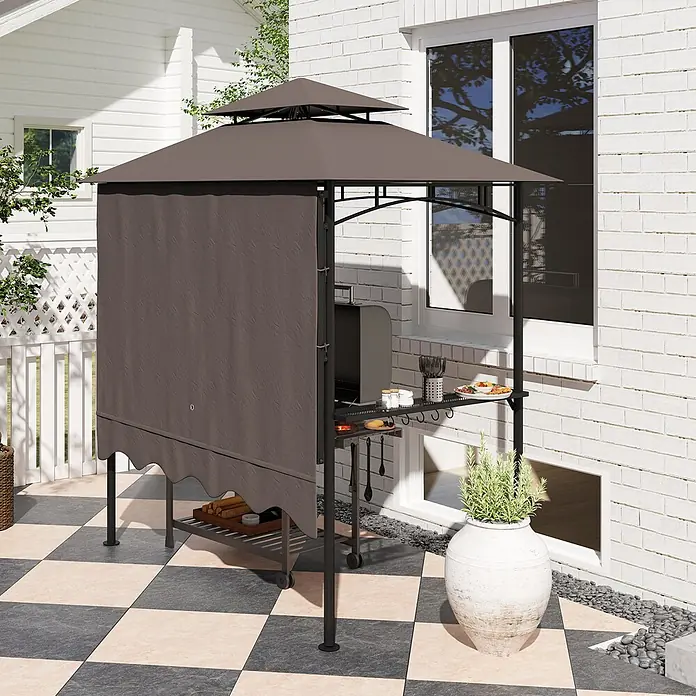 Outsunny Grillpavillon - Farbe Gestell: Schwarz, Metall