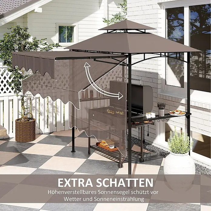 Outsunny Grillpavillon - Farbe Gestell: Schwarz, Metall