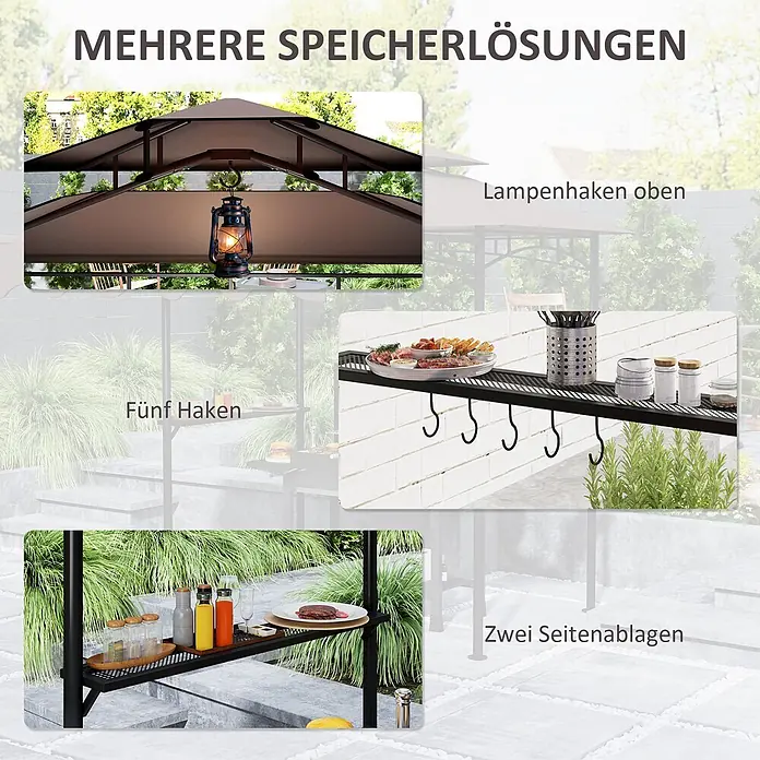 Outsunny Grillpavillon - Farbe Gestell: Schwarz, Metall