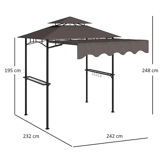 Outsunny Grillpavillon - Farbe Gestell: Schwarz, Metall