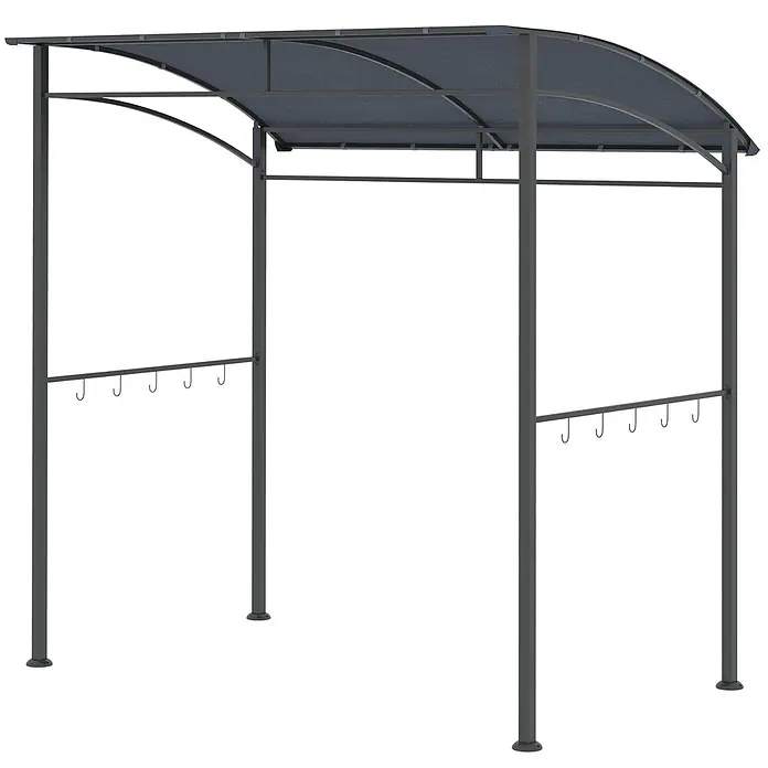 Outsunny Grillpavillon Grau, 215cm x 150cm x 220cm - Farbe Gestell: Schwarz, Metall