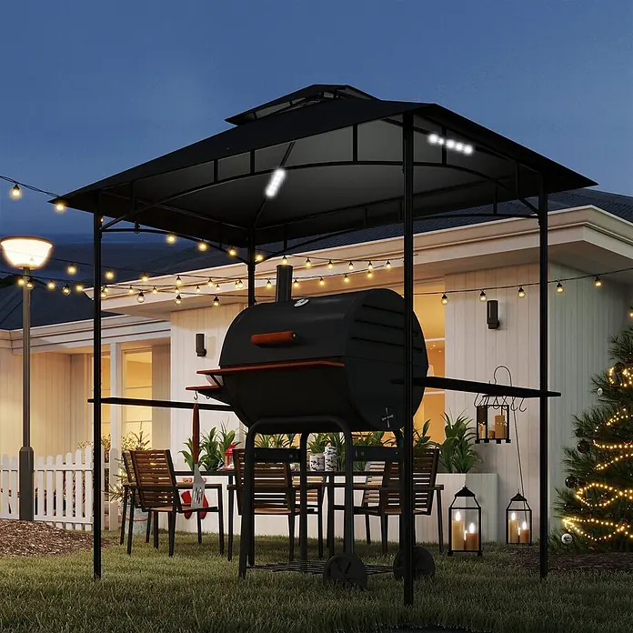 Outsunny Grillpavillon - Farbe Gestell: Schwarz, Metall