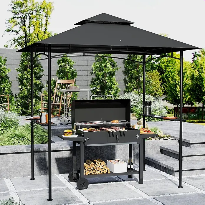 Outsunny Grillpavillon - Farbe Gestell: Schwarz, Metall