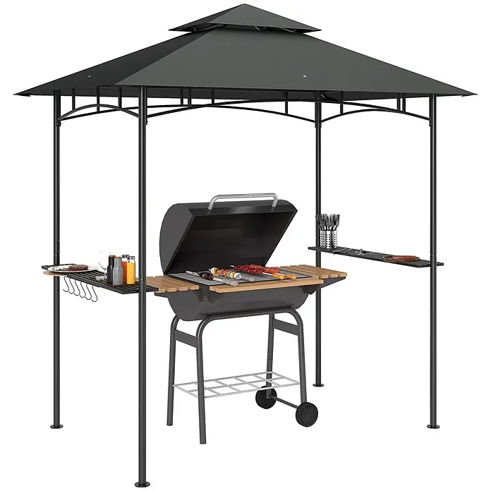 Outsunny Grillpavillon - Farbe Gestell: Schwarz, Metall
