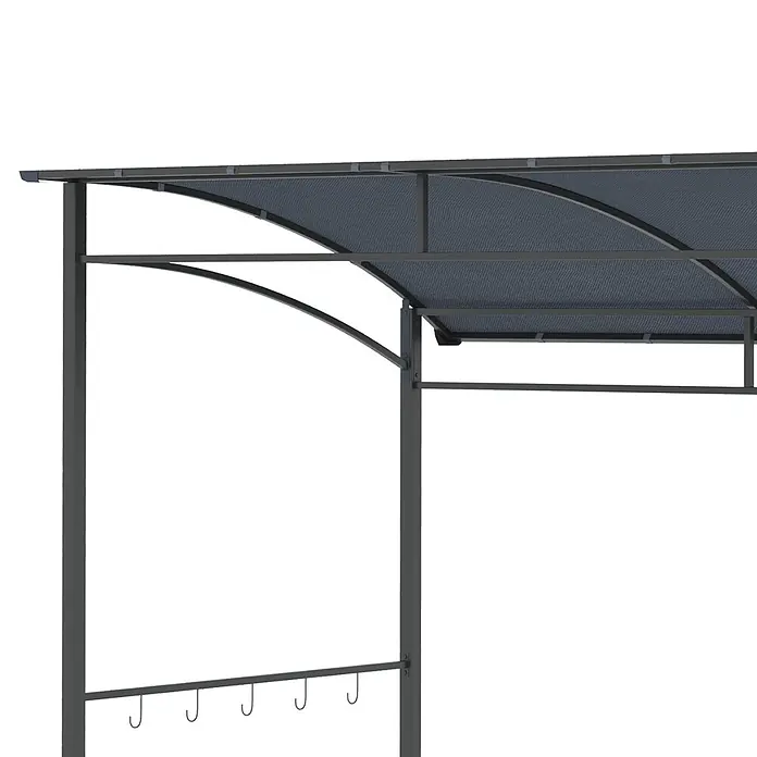 Outsunny Grillpavillon Grau, 215cm x 150cm x 220cm - Farbe Gestell: Schwarz, Metall