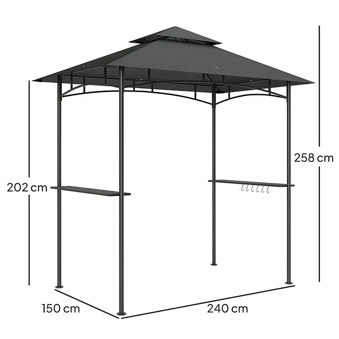 Outsunny Grillpavillon - Farbe Gestell: Schwarz, Metall