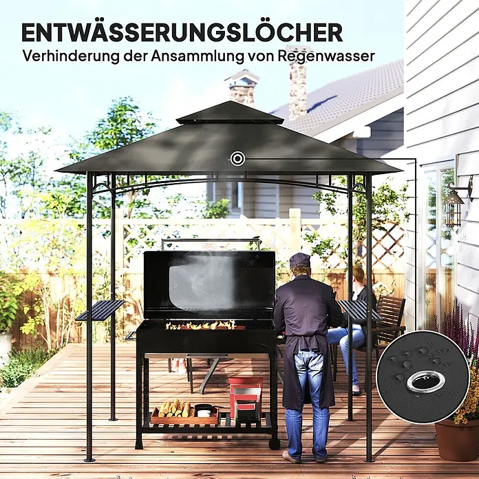 Outsunny Grillpavillon - Farbe Gestell: Schwarz, Metall