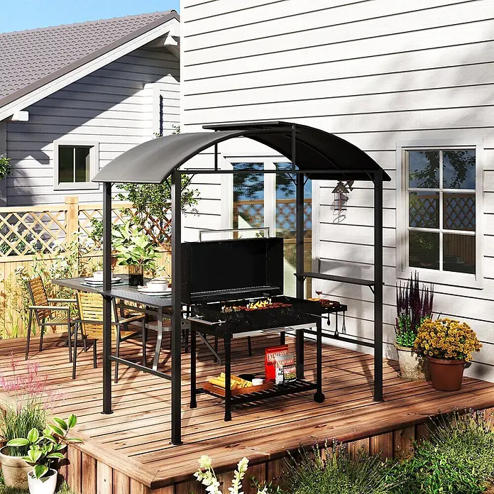 Outsunny Grillpavillon - Farbe Gestell: Schwarz, Metall