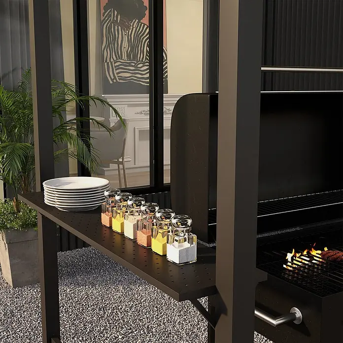 Outsunny Grillpavillon - Farbe Gestell: Schwarz, Metall