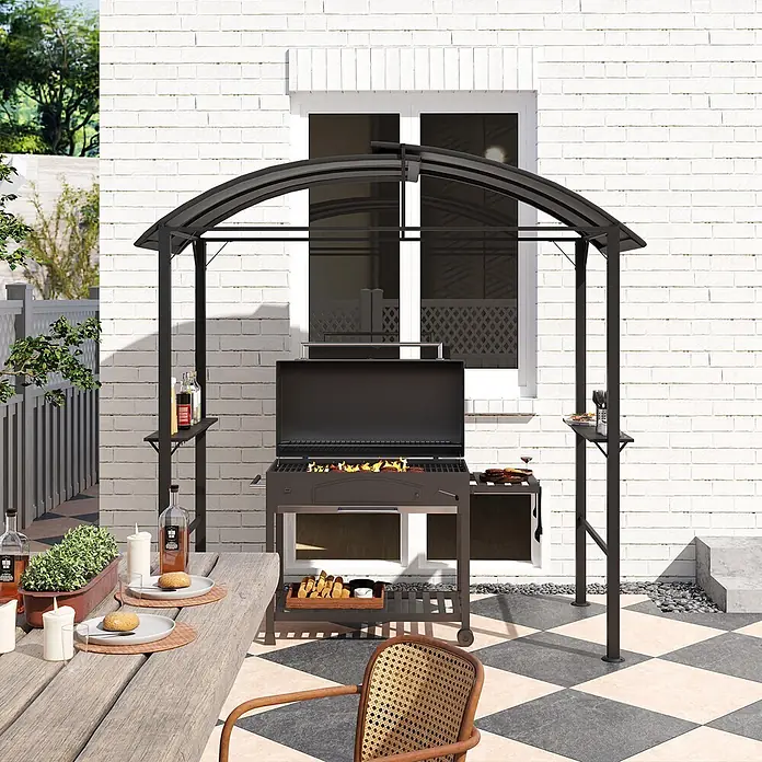 Outsunny Grillpavillon - Farbe Gestell: Schwarz, Metall