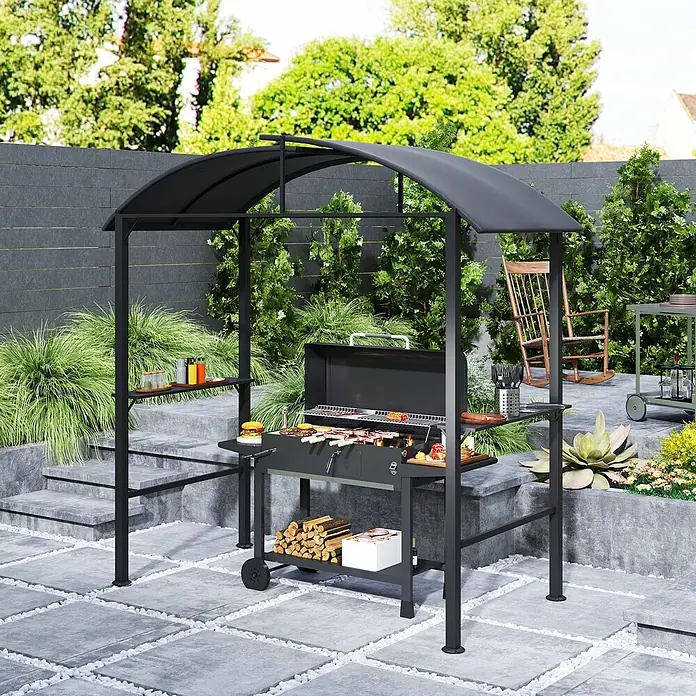 Outsunny Grillpavillon - Farbe Gestell: Schwarz, Metall