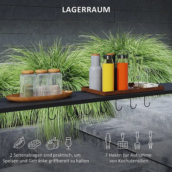 Outsunny Grillpavillon - Farbe Gestell: Schwarz, Metall