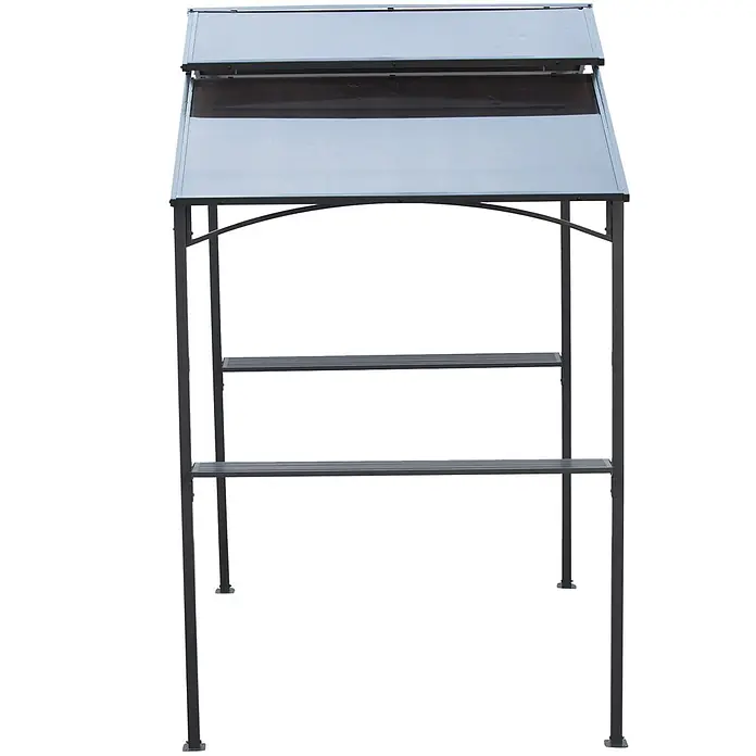 Outsunny Grillpavillon Braun, 240cm x 150cm x 250cm - Farbe Gestell: Schwarz, Metall