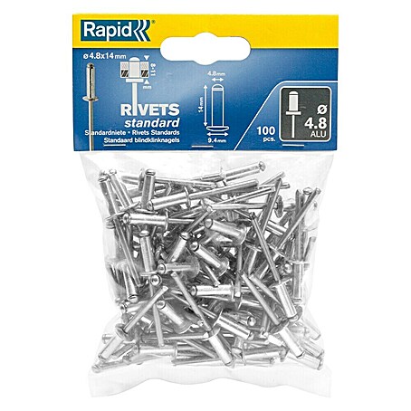 Rapid Blindniete (Nietlänge: 14 mm, Nietdurchmesser: 4,8 mm, 100 Stk.)