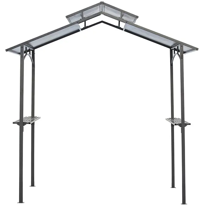Outsunny Grillpavillon Braun, 240cm x 150cm x 250cm - Farbe Gestell: Schwarz, Metall
