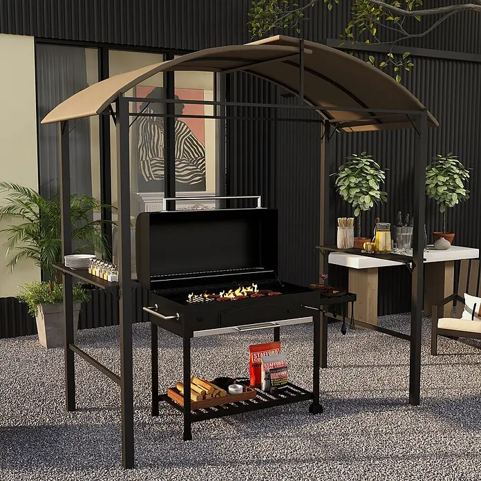 Outsunny Grillpavillon - Farbe Gestell: Schwarz, Metall