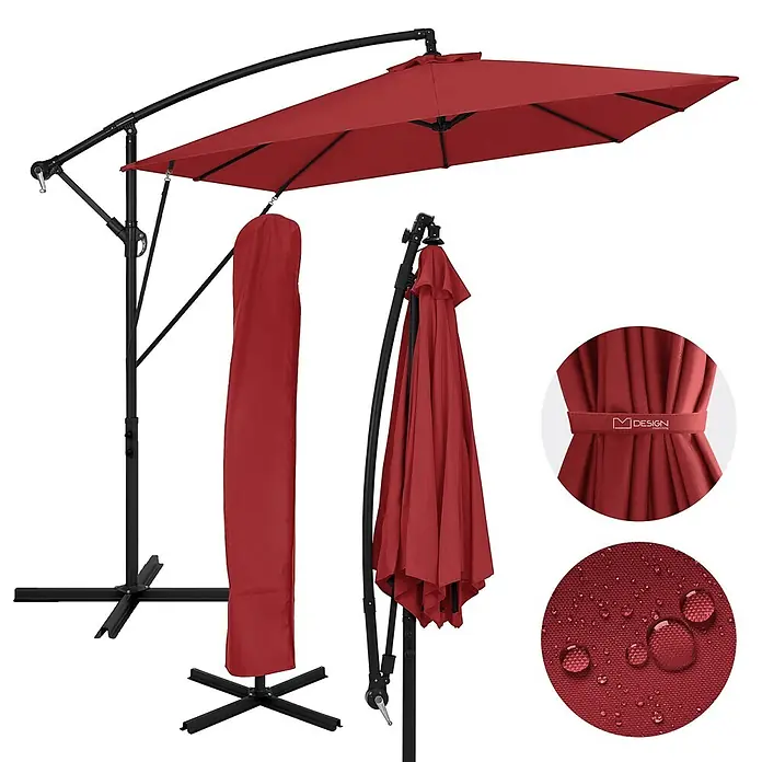ML-Design Ampelschirm rund - Rot, Durchmesser Bespannung: 330 cm