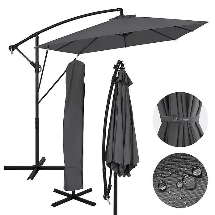 ML-Design Ampelschirm rund - Anthrazit, Durchmesser Bespannung: 330 cm